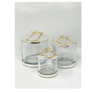 Giá Rẻ Giá hiện đại Glass Canister vàng lá Bộ 3 - Product Image 1