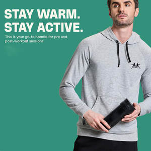 Sudadera con capucha de algodón para hombre con costuras duraderas y sensación acogedora Sudadera con capucha de mezcla de algodón para hombre con dobladillo y puños acanalados - Product Image 4