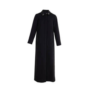 Gabardina Vintage para Mujer con Cuello Bordado y Ribete de Piel Sintética - Product Image 1