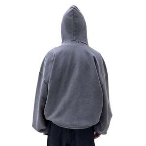 OEM custom 100% cotton Winter New Vintage Washed High Quality Heavyweight Oversized Mens Distressed Boxy Acid Wash Hoodie - Product Image 4