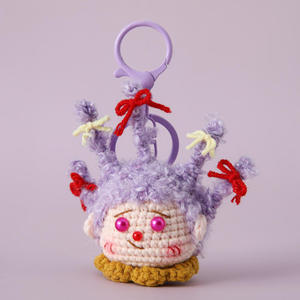 Llavero de ganchillo para bolso, muñeca divertida de peluche, colgantes de ganchillo de hilo esponjoso, set de llaveros de punto de dibujos animados para regalos - Product Image 4