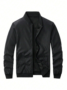OEM Custom Men's Zipper Fashion Satin <b>Baseball</b> <b>Bomber</b> <b>Jacket</b> Classic Design Stand Collar Waterproof Breathable - Product Image 2