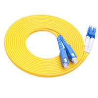 Kabel Patch Fiber Optik Single Mode Indoor Duplex LC-SC ke SC, Kabel Pigtail Fiber Optik Kuning, Kabel Lead SC APC