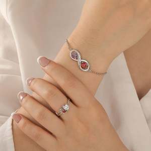 Jeulia <b>Infinity</b> Heart Fine Charm <b>Bracelet</b> Engraved Sterling Silver Custom Design - Product Image 6