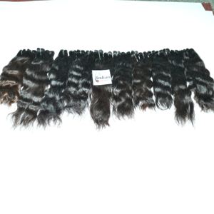 Extensions de cheveux vierges indiens Remy pas chers, tissage ondulé de 12 pouces, mèches noires Genius Weft, aspect naturel, couleur noire, bruts et non traités - Product Image 2