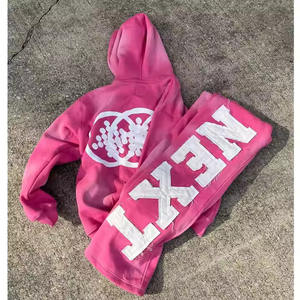 Chándal de alta calidad 2025, ropa de calle, chándal con apliques bordados desgastados, chándal de algodón de tela de rizo francés para hombre - Product Image 2