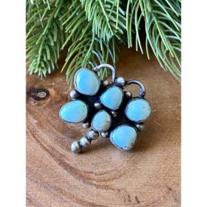 Kathleen Chavez Dry Creek Turquoise & Sterling Silver <b>Adjustable</b> Dragonfly <b>Ring</b> Bezel Setting Size 8 for Gift - Product Image 1