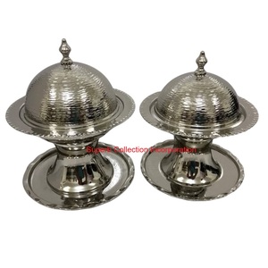 Modern Golden Hammered Metal Date <b>Bowl</b> <b>With</b> Crescent Moon Star <b>Lid</b> Elegant Arabic Islamic Ramadan Serving Dish For Home Decor - Product Image 5