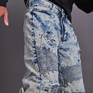 Indigo Hommes Pantalon Street Jeans Style Tissu Coton Slim Fit Indigo Hommes Pantalon Street Jeans Zipper Fly Skinny Coton Homme Jean Pantalon - Product Image 5