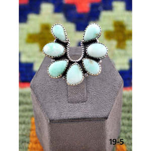 Anillo Ajustable de Plata de Ley y Turquesa Paloma Inspirado en el Suroeste, Joyería de Acero Inoxidable de Moda con Engaste de Bisel, Regalo - Product Image 1