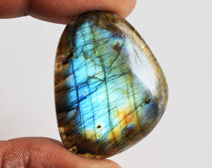 100% naturel bleu Flashy feu Labradorite Cabochon dos plat côté 40x30x6 MM pendentif boucles d'oreilles fabrication de bijoux pierres précieuses haute - Product Image 2