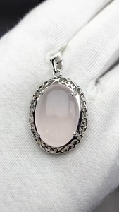 Pendentif pour femme en argent sterling 925 avec pierre précieuse en quartz rose naturel Qualité AAA Design unique Occasion de fête - Product Image 2