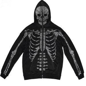 Sudadera con capucha personalizada con diamantes de imitación reflectantes para hombre último diseño sudadera de lana de algodón pesado invierno producto de fábrica OEM - Product Image 4