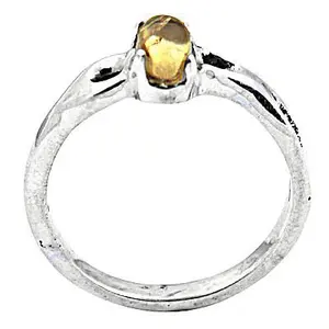 Bague en argent 925 pour femme, bijoux fins géométriques, style romantique avec placage rhodium platine, sertie d'une pierre précieuse citrine - Product Image 2