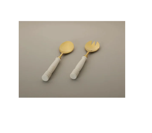Ensemble de couverts en laiton cuillère couverts de qualité supérieure cuillère en or cuillère à salade en pierre blanche et cuillère à crème glacée à prix abordable - Product Image 1