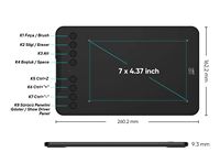 Tableta gráfica Deco Mini7 V2 con interfaz USB-C sin batería y 16384 niveles de sensibilidad a la presión para Android, Windows e iOS