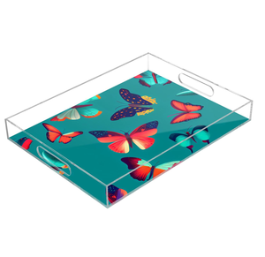 Bandeja de servicio acrílica de forma cuadrada Bandeja impresa transparente con estrella personalizada con asa - Product Image 4