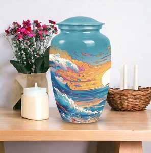 Urnes de vague d'océan pour les cendres humaines Urne de crémation de surf et de mer pour les cendres pour les urnes funéraires personnalisées pour adultes Mémoriaux parfaits Marine - Product Image 4