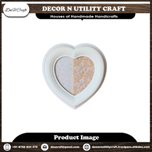 Heart Shape Wooden Photo <b>Frame</b> <b>Wall</b> Mount Elegant Design White Finish Decorative <b>Picture</b> Holder - Product Image 2