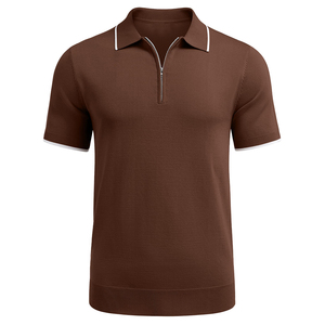 T-shirt pour homme en coton 100%, demi-zip, manches courtes, été, haute qualité, décontracté, bon prix, respirant, microfibre, séchage rapide - Product Image 1