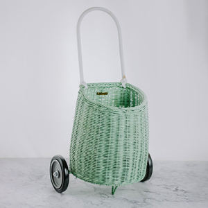 Wholesale Kids Rattan Luggy Basket <b>Trolley</b> Bag Handmade Basket <b>Trolleys</b> Wholesale Baskets with Wheels - Product Image 1