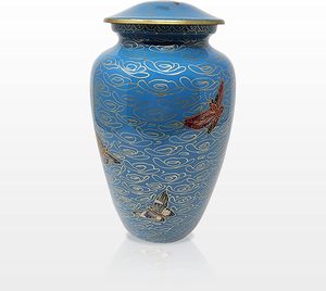 Urna de cremación Floral de mariposas azules en rosa, urna funeraria hecha a mano para adultos, sólida, asequible para cenizas humanas, urnas de tamaño personalizado - Product Image 2