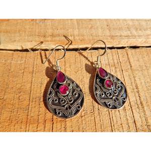 Handmade 925 Sterling Silver <b>Fine</b> <b>Stud</b> <b>Earrings</b> Natural Ruby Faceted in Vintage Style-Model E0703-GS Perfect Gift Her - Product Image 6