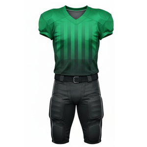 Ensemble d'uniformes de football américain Pro Green, maillot sublimé à rayures verticales avec pantalon rembourré intégré noir, vert - Product Image 1