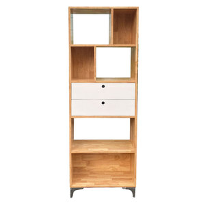 Rubberwood <b>Bookshelf</b> with Iron Base KS68155 Standing Type for Living Room Installation - Product Image 2