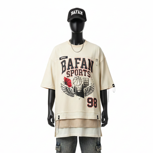 Camiseta de algodón de doble capa para mujer, tela suave y transpirable, capa interior con logotipo serigrafiado y bordado, lista para usar, camisetas de algodón de doble capa - Product Image 1