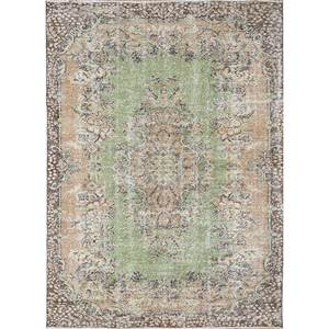 Tapis vert vintage en laine noué à la main - Grand tapis de salon (Pae-2946) - Product Image 1