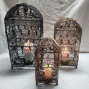 Sonnet Decor <b>Set</b> Gold Style Iron Brass Glass Metal Handmade Hanging <b>Lantern</b> Candle Holders Amazing Quality Home Decor Christmas - Product Image 1