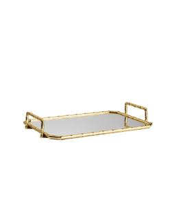 Plateau rectangulaire en métal et miroir avec cadre élégant et finition polie idéal pour accueillir des dîners et des occasions spéciales - Product Image 5