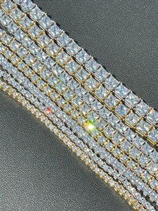 Iced Out ดาวนางฟ้าเงินสแควร์เจ้าหญิงตัด Moissanite เพชรเทนนิสสร้อยคอเครื่องประดับฮิปฮอปเครื่องประดับที่กําหนดเอง - Product Image 3