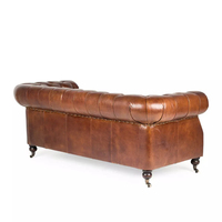 Sofá Seccional en Forma de L de Tres Plazas, Diseño Chesterfield, Moderno, de Cuero Genuino, con Estructura de Madera Sólida, Extensible y Convertible en Cama