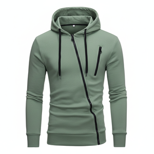 Sweat à capuche en molleton de coton pour hommes, veste à fermeture éclair douce avec fermeture éclair intégrale, logo personnalisé, vêtements décontractés de sport, ensemble de sweat à capuche en gros - Product Image 1
