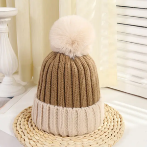 Otoño Invierno moda mujer Premium hecho a mano lana bola sombrero dulce felpa cálido hilo sombrero Color a juego estilo elegante - Product Image 2