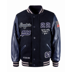 Mode Varsity Letterman Vestes Matériaux variés Laine Corps Satin Coton Polyester Options Bande personnalisée & Color-Block Designs - Product Image 1