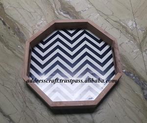 Plateau de service rectangulaire personnalisé, plateau de fruits moderne en résine de bois écologique, vaisselle, assiettes décoratives pour le service des aliments - Product Image 3