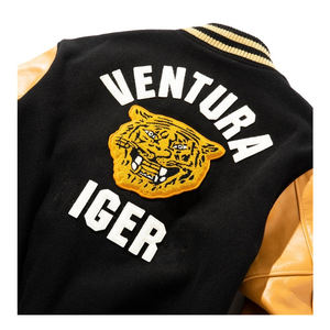 เสื้อแจ็กเก็ตเบสบอลแบบมีตัวอักษรสไตล์วินเทจของผู้ชายเสื้อโค้ทแขนหนังแบบบางปักลายวิทยาลัย - Product Image 3