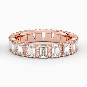 Anillo con diamantes cultivados en laboratorio con corte baguette y engaste de canal en oro, anillo de banda de diamantes con forma de baguette hecho a mano, joyería de cumpleaños para ella. - Product Image 5