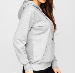 Sudadera con capucha de mujer hecha a medida con bolsillo de canguro manga larga diseño elegante color liso para invierno con logotipo frontal - Product Image 2
