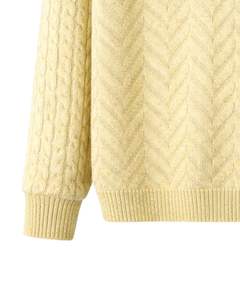 Pull en laine texturé à col polo jaune clair pour homme, fabriqué sur mesure, manches longues, pull d'hiver, doux, chaud, décontracté - Product Image 6