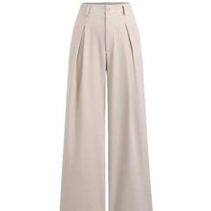 Modern <b>Womens</b> High Waist Straight <b>Trousers</b> Summer Fashion Loose Comfortable Breathable Eco-Friendly Pleated Casual Pants Export - Product Image 4