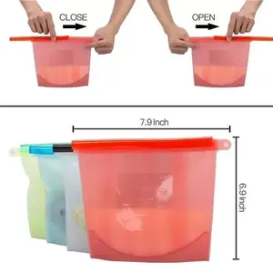 Bulk Order <b>Reusable</b> Silicone Food Storage <b>Bag</b> 1 Ltr Airtight Leakproof BPA Free <b>Freezer</b> Microwave Safe Multi Color Container - Product Image 6