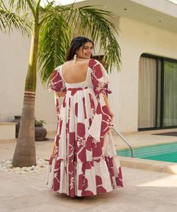 NOUVEL ARRIVAGE RAYON IMPRIMÉ NUMÉRIQUE TRAVAIL UNE PIÈCE ROBE VÊTEMENT DE FÊTE PRIX DE GROS VÊTEMENT ETHNIQUE - Product Image 4