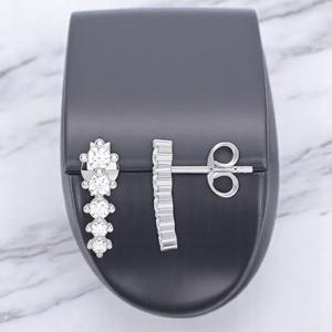 Glamorous Diamond Shine buffered Prong <b>Set</b> 0.26 Ct Lab Grown Round Diamond Line Designer <b>Stud</b> <b>Earring</b> For Her in Gold & <b>Silver</b> - Product Image 3