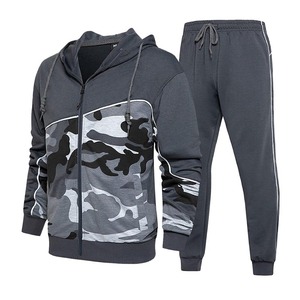 Men's Hooded <b>Camouflage</b> Tracksuit Full Zipper Casual Sportswear Set Breathable Polyester Autumn Wear - Product Image 2