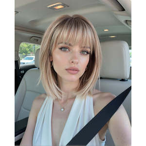 DWY High Quality Synthetic Hair Mixed Dark Blonde Bob <b>Wig</b> with Transparent Lace - Product Image 1