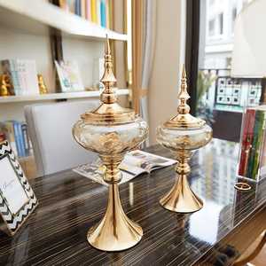 Conteneur unique de sucrerie de conception en métal avec le verre pour la maison hôtel restaurants frais gardant le pot décoratif de sucrerie - Product Image 2